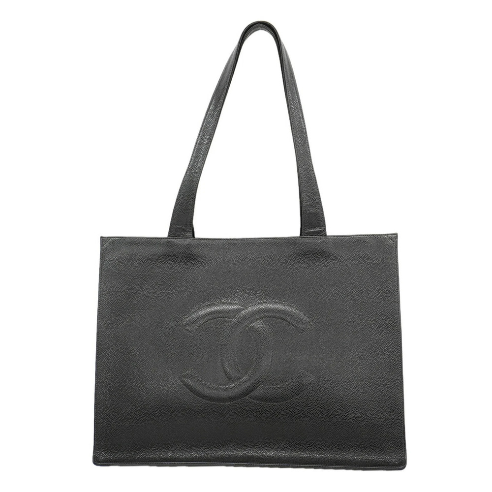 CHANEL Black Caviar Leather Tote Bag